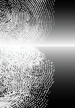 Monochrome abstract artwork inspired by Japanese minimalism. Stippled circular waves reflect over calm water, creating a serene sense of balance and meditation. vector