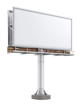 Empty Vertical Billboard Stand for Advertising with Plain White Canvas Ready for Custom Graphics or Messages png