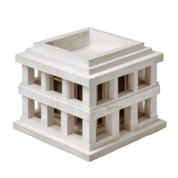 Elegant Architectural Design of Geometric Stone Structure with Open Spaces and Clean Lines png