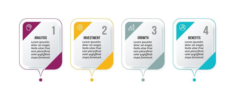 Infographic modern square business concept with step. vector