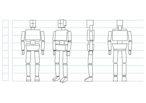 Figure Simplification Man with basic angles vector