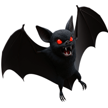 vampyr fladdermus 3d framställa med röd lysande ögon, transparent bakgrund, och skarp tänder, idealisk för hall png