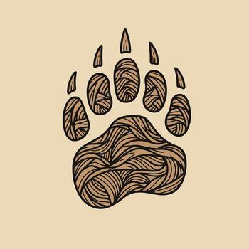 logo diseño de un oso pata con patrones vector
