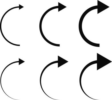 curved arrow set. Direction symbol. suggests forward movement. Hand drawn arrow collection. Arrow indicated the direction symbol. vector
