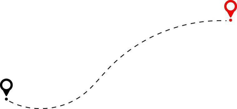 Route icon dotted line with location symbol. Travel path icon. flying plane with twisted. Dotted line route with location pin. destination pin, vector