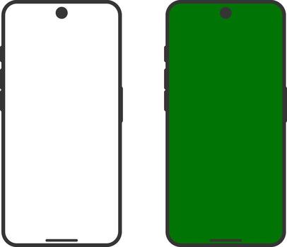 Realistic smartphone mockup template transparent and green background. digital communication concept. Device front views vector