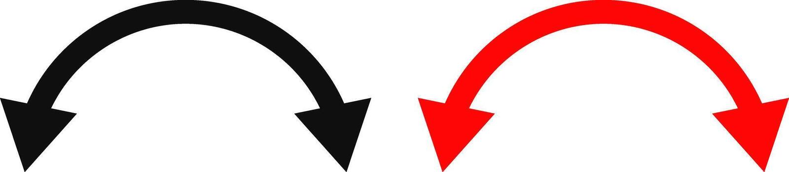 dual sided curve arrow icon set. Double headed curved arrow symbol. Semicircular curved. Replaceable design. two side arrows icons vector