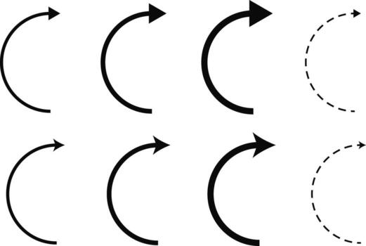 curved arrow set. Direction symbol. suggests forward movement. Hand drawn arrow collection. Arrow indicated the direction symbols vector