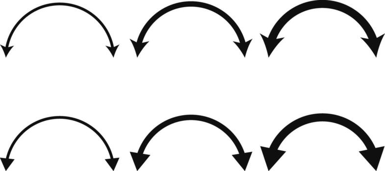 dual sided curve arrow icon set. Double headed curved arrow symbols. Semicircular curved. Replaceable design. two side arrow icons vector