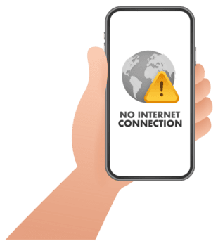 mano Tenere smartphone visualizzazione no Internet connessione errore png