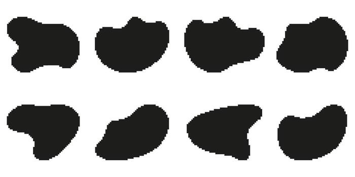 resumen gota formas píxel Arte icono colocar. creativo diseño elementos para patrones, texturas, y antecedentes. único orgánico formas recopilación. aislado ilustración vector