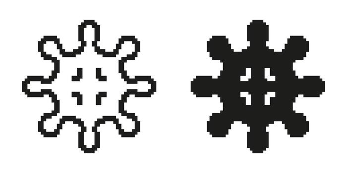 Virus Pixel Art Icon Set. Microorganism And Pathogen Representation In Pixelated Style. Infectious Disease And Microbiology Symbol. Isolated Illustration vector