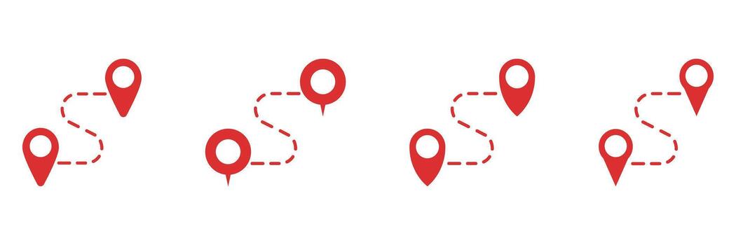 ruta y navegación camino con mapa patas sólido icono colocar. viaje destino punto de ruta conexión con ubicación marcador silueta símbolo recopilación. aislado ilustración vector