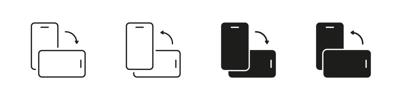 Smartphone Rotation Orientation Icon Set. Device Screen Rotation, Landscape And Portrait Mode Adjustment Symbol Collection. Mobile Interface Adaptation. Isolated Illustration vector