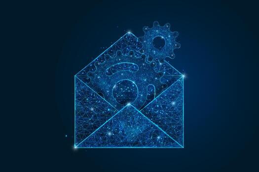 Digital envelope with gears illustration vector