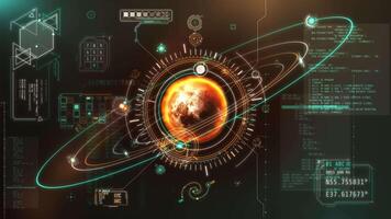 Futuristic HUD visualizing the analysis of scientific data related to space video