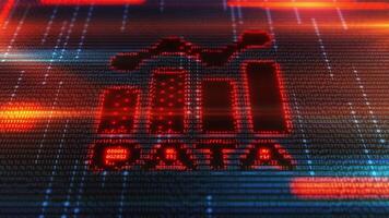 creciente bar gráfico emergente desde binario código en rojo y azul video