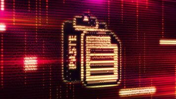 digital archivo icono emergente desde resumen datos corriente en computadora pantalla video