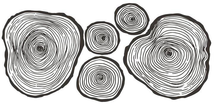 set of tree cuts, illustration in sketch style vector