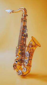 A yellow saxophone with a white tip photo