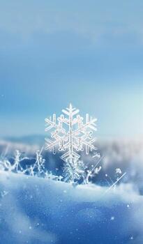 A Snowflake is on a blue background photo