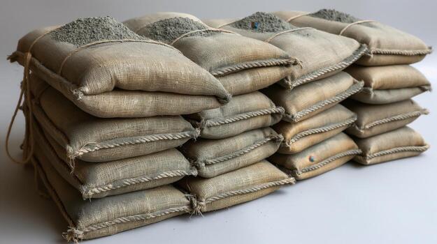 A pile of bags with a rope tied to them photo