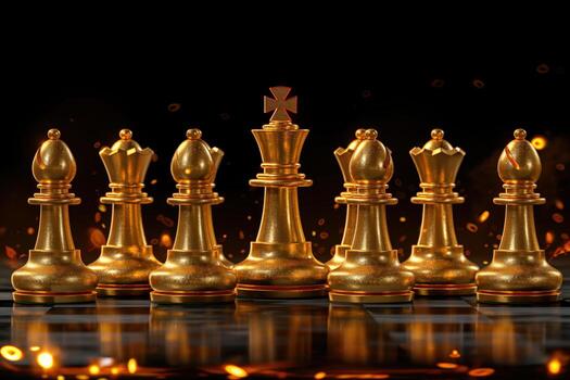 ajedrez conjunto con un dorado Rey y un negro Rey foto