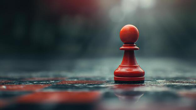 rojo empeñar se sienta en un tablero de ajedrez foto