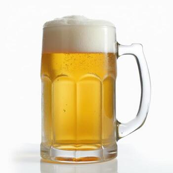 A glass of beer with foam on top photo