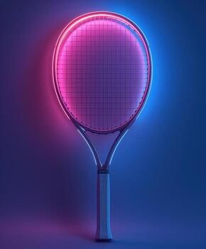 A tennis racket with neon lights on it photo