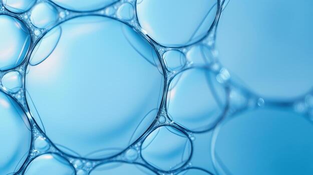 The image is of a blue liquid with many small bubbles photo