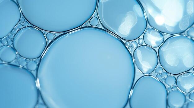 Image is of a blue liquid with many small bubbles photo