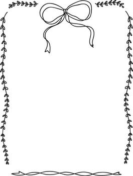 Delicate rectangular frame with a ribbon bow and dotted edges. Ideal for elegant invitations, labels, greeting cards, and decorative design templates vector