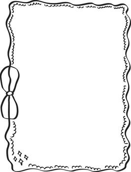 Hand-drawn rectangular frame with wavy lines and bow accent. Great for invitations, posters, decorative cards, and creative stationery design vector