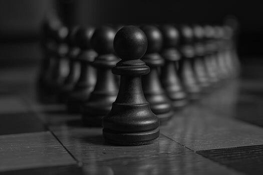 negro ajedrez pedazo es el solamente uno en tablero foto