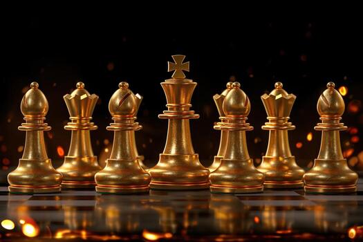A chess set with a golden king and a black king photo