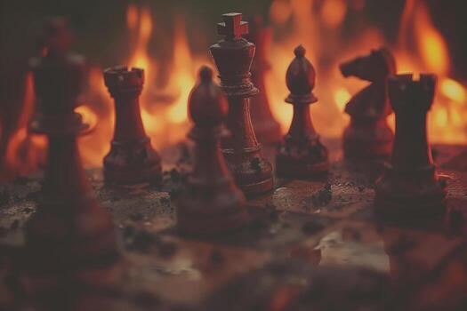 un ajedrez tablero con un Rey y otro piezas en eso foto