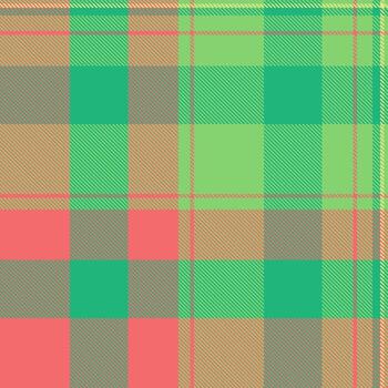 vibrante tartán modelo presentando intersectando líneas y cuadrícula en matices de verde, coral y broncearse. Perfecto para antecedentes, textiles, o un toque de casual diseño. vector
