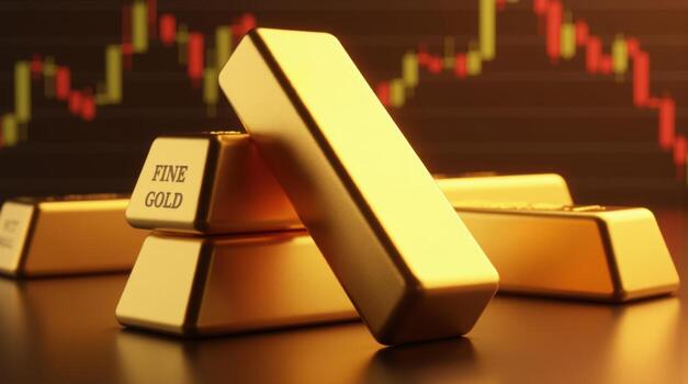 A stack of gold bars with the word fine on them photo