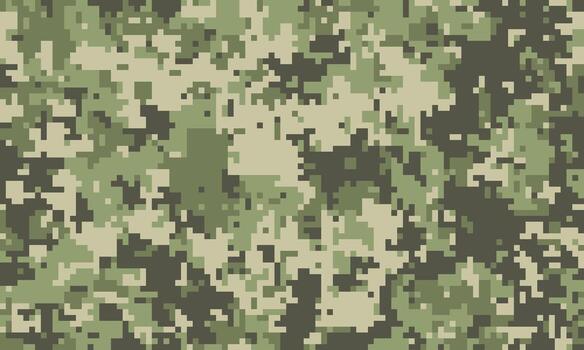 resumen digital camuflaje modelo. versátil verde y beige pixelado textura ideal para antecedentes, sitio web diseño, temática militar proyectos, o Moda huellas dactilares. vector