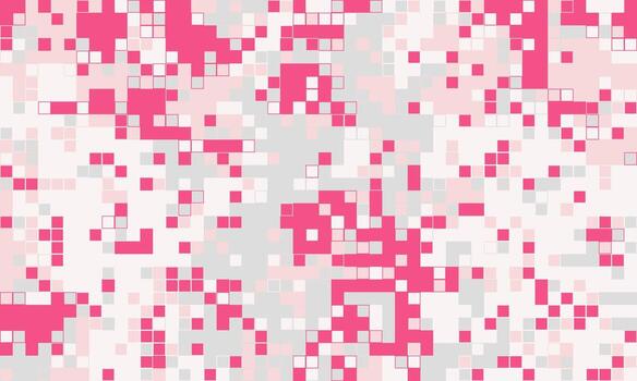Abstract pixel art background. Pink, white, and gray squares create a dynamic, modern design perfect for websites, presentations, or social media. vector