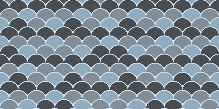 Abstract seamless pattern of overlapping semicircles in calming blue and gray tones. Perfect for backgrounds, website designs, textile prints, and more. vector