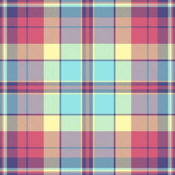 Colorful plaid pattern with intersecting lines, perfect for backgrounds or textures. Evokes a retro, vintage, or even a playful, artistic feel. Versatile design element. vector