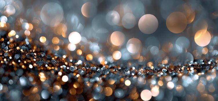 Abstract shimmering background featuring golden and silver bokeh lights, creating a mesmerizing visual effect that enhances the sense of elegance and luxury in design projects photo