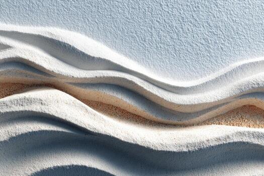 Textured sand waves create a serene landscape, showcasing soft curves and gradients, evoking a sense of calm and tranquility in a minimalist composition photo