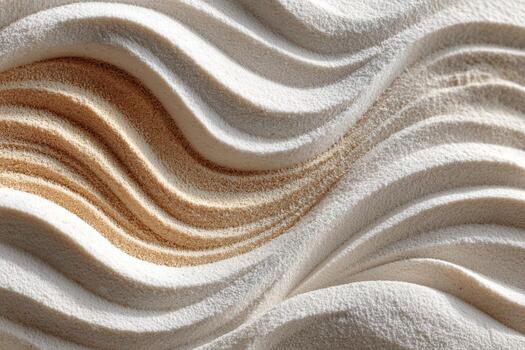 Textured sand waves create a mesmerizing pattern, showcasing the interplay of light and shadow, evoking a sense of calm and tranquility in a natural environment photo