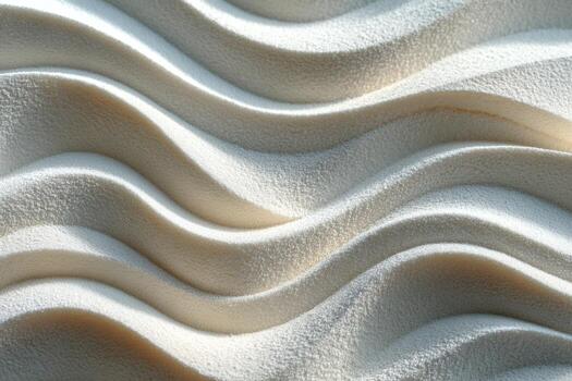 Textured white surface with flowing waves, creating a dynamic visual pattern, showcasing the interplay of light and shadow in a minimalist design concept photo