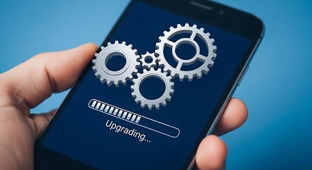 Mobile Device Software Update Process and Progress Bar Indicating an Upgrade photo