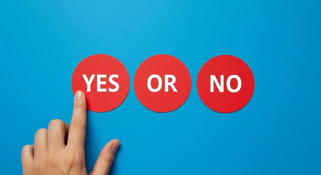 haciendo un elección Entre si o No en un decisión haciendo proceso foto