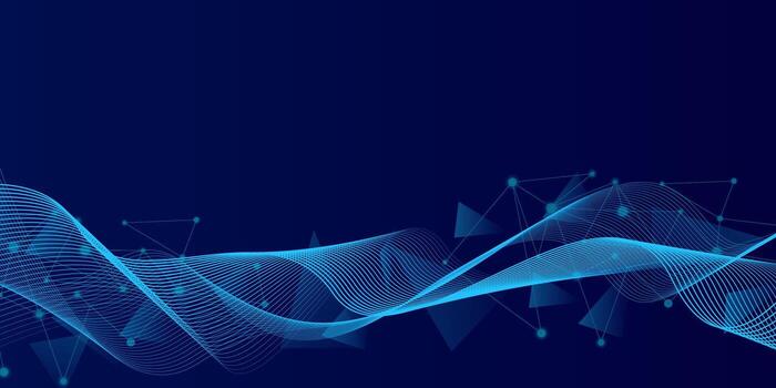 Abstract futuristic technology concept. Gradient digital blue background with wave line and plexus lines of big data analysis vector